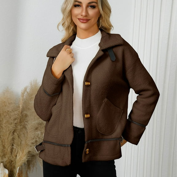 Women's Coat With Lapel And Button Closure Short Warm Cardigan Top Soft Jacket Women Active Long Sleeve Bed Jacket Cardigan Women Size Medium Women Fitted Jacket Casual Zip up Ladies Coats And Jackets