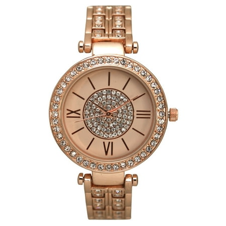 Olivia Pratt  Classic Style Roman Numeral Rhinestone Embellished Bracelet Watch One