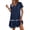 B_ Navy, variant on Ygbgbb Women's Linen-Blend Mini Dress, V-Neck Short Sleeve with Button Front & Lace Trim, Casual Summer Tunic Dress Khaki XXL