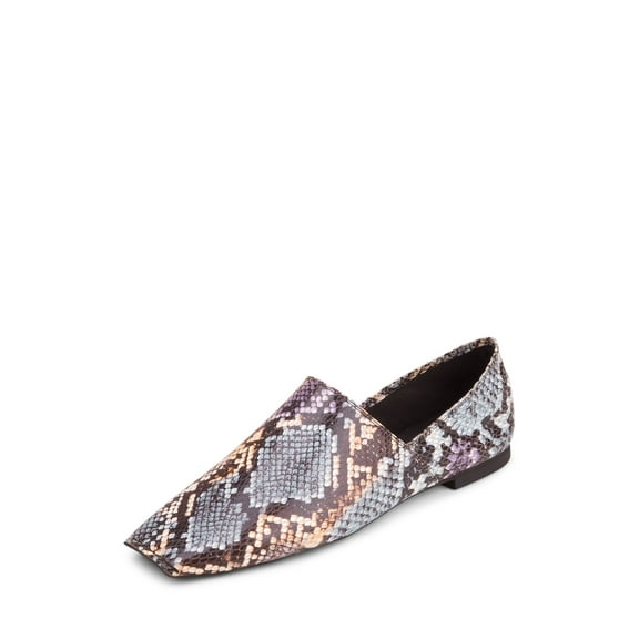 Jeffrey Campbell Lanvale Square Toe Flats Blue Snake Slip On Moccasin Loafers (Blue Beige Snake, 6)