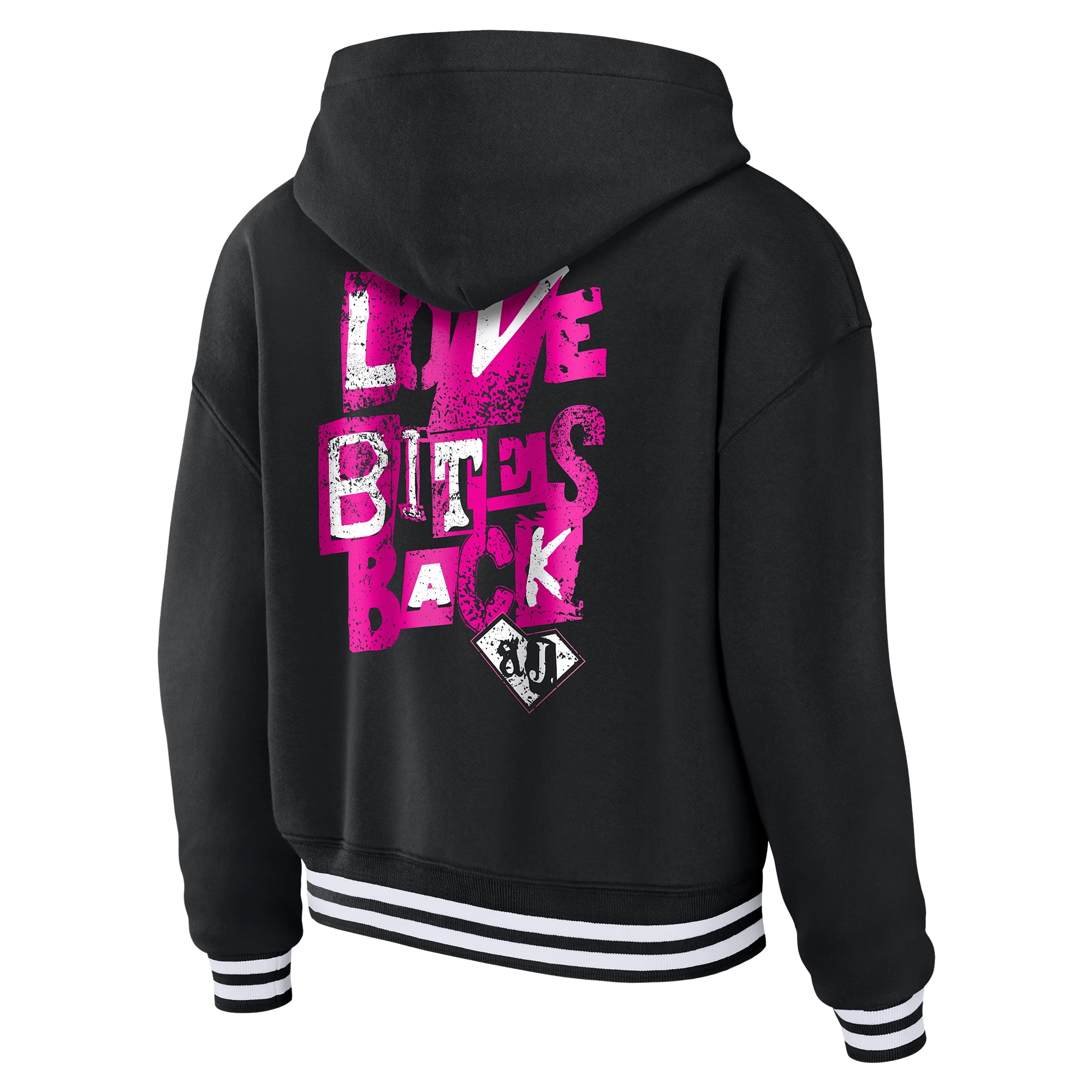 Women's WEAR by Erin Andrews Black AJ Lee Cropped Lace-Up Hoodie