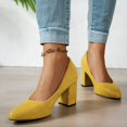 thumbnail image 6 of Win s Way Women's Pointed Toe Low Cut Chunky Heel Pumps Comfort Slip On Work Casual Dress Shoes, 6 of 9