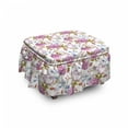 thumbnail image 1 of Floral Ottoman Cover, Vintage Spring Scenery, 2 Piece Slipcover Set with Ruffle Skirt for Square Round Cube Footstool Decorative Home Accent, Standard Size, Multicolor, by Ambesonne, 1 of 5