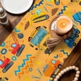 thumbnail image 3 of Orange Cartoon Truck Table Runner 90 Inches, Cute Engineering Vehicle Bed Runner Dresser Scarves Tabletop for Indoor Outdoor Parties/Ceremony/Banquet, 13" x 90", 3 of 9