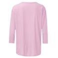 thumbnail image 5 of Fznquz Winter Women Shirts Pink 3/4 Sleeve Casual Shirts Christmas 2025 Crewneck Tees,XXL, 5 of 5