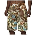 thumbnail image 2 of HOWPAY Mens Swim Trunks Hawaiian Print Quick Dry Elastic Waist Swimsuits with Pockets Lightweight Athletic Breathable Bathing Suit Beige XXL, 2 of 5