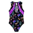 thumbnail image 4 of iiniim Gymnastics Leotard for Girls Keyhole Back Printed Shorty Unitard Ballet Tumbling Ice Skating Bodysuit Black 4, 4 of 7