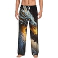 thumbnail image 2 of Lsque Golden White Fire Dragon Print Men's Pajama Pants, Lounge Pant - Comfortable Home Wear,Elastic Waistband, Stylish Design-XX-Large, 2 of 9