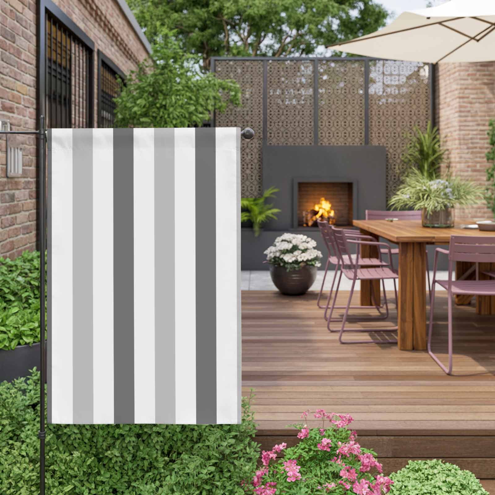 Grey Stripe House Flag 28 x 40 Inches, Classic Modern Weather Proof Outdoor Patio Flags Double Sided Small House Decoration for Yard Lawn Outside Home