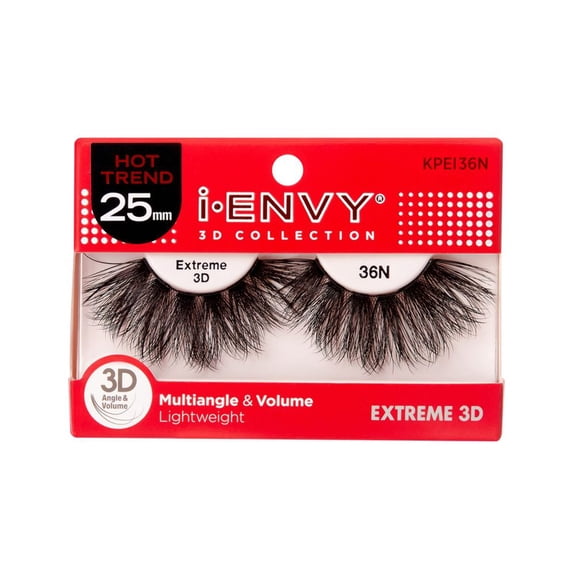Kiss I Envy Extreme 3D Lashes #36N Multi-Angle & Volume 25Mm