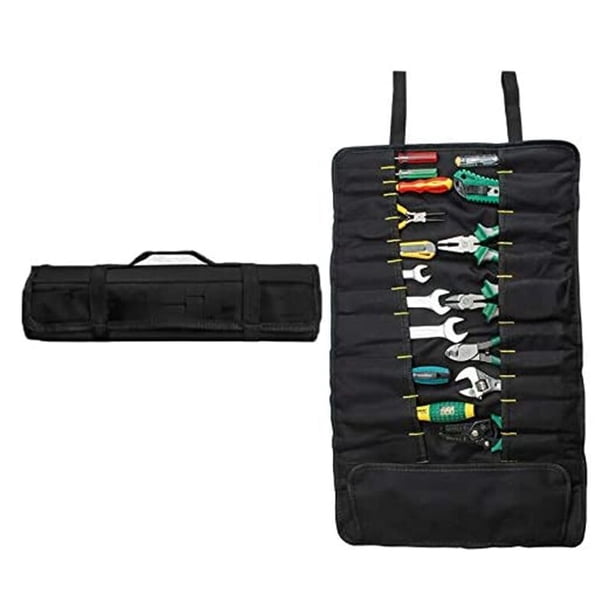 Bolsillos para destornilladores Bolsas para alicates más pequeñas/herramientas vacías Hombres 22 compartimentos Llaves Trinquete Bolsa enrollable Organizadores/Estuche con orificios más pequeños,