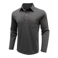 thumbnail image 4 of CAIVO Polo Shirts For Men Casual Shirt Long Sleeve Classic Plaid Button With Pockets Lapel Golf Tops For Business , M, 4 of 6