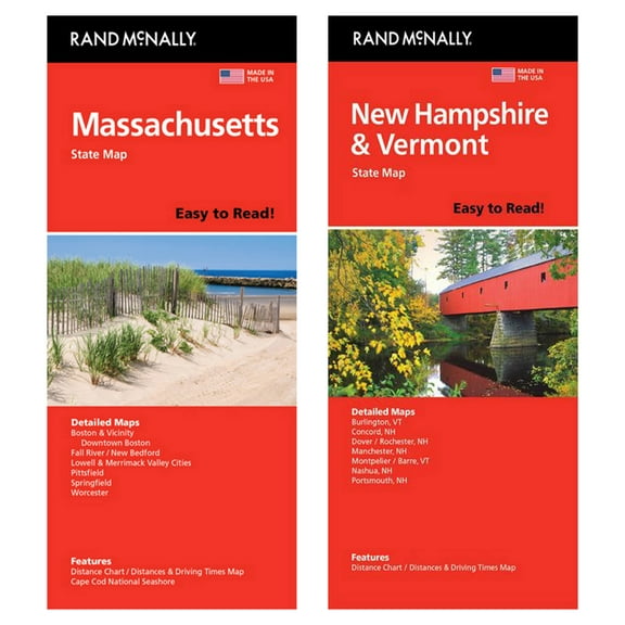 Rand McNally State Maps: Massachusetts and New Hampshire/Vermont (2 Maps)