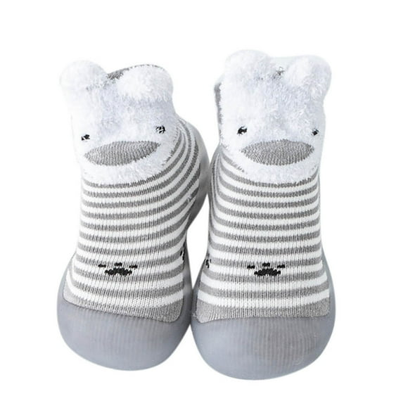 Chaussures Élastiques pour Bébé Dessin Animé, Tout-Petit, Premières Chaussettes Antidérapantes avec Animaux, Marcheurs, Chaussures pour Bébé, Espadrilles pour Bébé, Gris 24/18 m-24 m