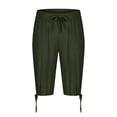 thumbnail image 6 of Hurxie Men's Long Linen Shorts Below Knee Pocketed 3/4 Summer Drawstring Capri Pant Army Green,3XL, 6 of 7
