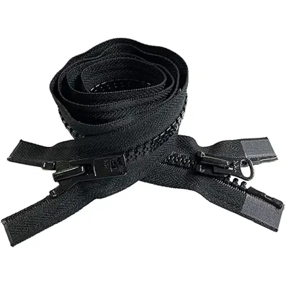 YKK #10 36 Inch Two-Way Molded Plastic Heavy Duty Separating Vislon (Jacket) Zipper for Sewing Coat Jacket Winter Coat Heavy Duty Zippers Coat Jackets Clothes Parka (Black - 580)