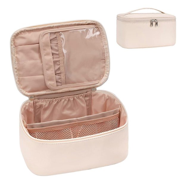 Makeup Bag, Portable Cosmetic Bag, Large Capacity Travel Makeup Case Organizer, Black Makeup Bags For Women Toiletry Bag for Girls Traveling With Hand