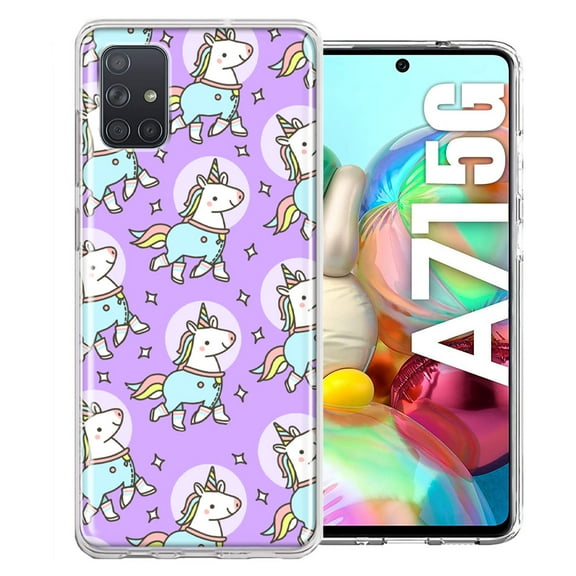MUNDAZE For Samsung Galaxy A71 4G Cute Unicorns Purple Design Double Layer Phone Case Cover