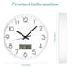 thumbnail image 4 of Reloj de Pared de 12", Esfera Grande con Pantalla LCD para Calendario Permanente, Blanco, 4 of 5