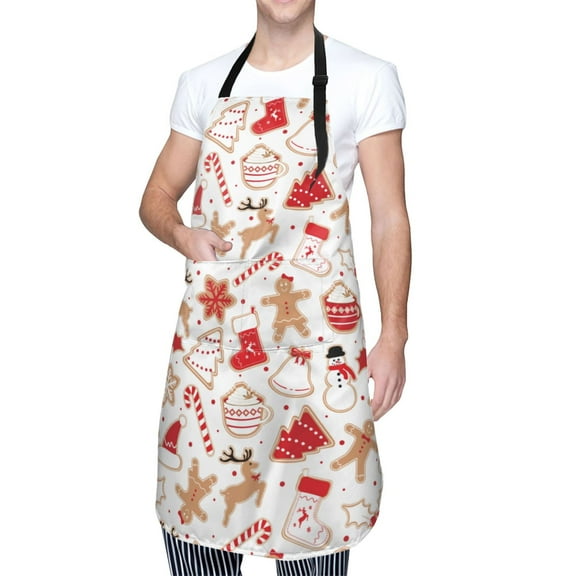 Kdxio Gingerbread Holiday Sweets Apron with Pockets Adjustable Kitchen Aprons for Men Women Waterproof Aprons for Cooking,Drawing,Crafting, Baking Household Cleaning