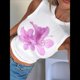 thumbnail image 5 of Top Corto Sin Mangas con Estampado Floral para Mujer, Moda de Verano, Corte Entallado, Acanalado M, 5 of 9