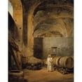 thumbnail image 2 of Alexander Lauréus 12x14 Black Ornate Wood Framed Double Matted Museum Art Print Titled: A Monk in a Ruin Which Has Been Made into a Wine Cellar (1823), 2 of 5