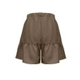 thumbnail image 6 of RYRJJ Womens Casual Wide Leg Shorts Elastic High Waisted Cute Ruffle Hem Casual Summer Beach Shorts with Pockets(Brown,XL), 6 of 7