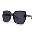 thumbnail image 4 of Womens Luxe Rhinestone Jewel Hinge Oversized Rimless Butterfly Sunglasses All Black, 4 of 8