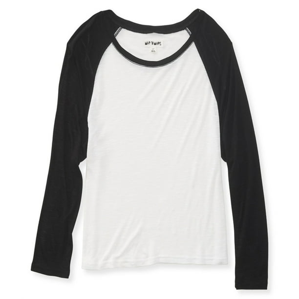 Aeropostale Womens Cropped Raglan Basic T-Shirt, Black, Medium