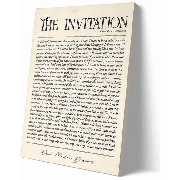The Invitation Poem Wall Art Inspirational Quote Poster Nature Decoration for Living Room for Bedroom poster