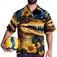thumbnail image 4 of Crocodile Starry Sky Sunflower Men's Spread Collar Tops, Casual Button Down Shirts for Summer Beach, Printed Short Sleeve Shirts - Unisex, 4 of 6