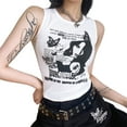 thumbnail image 2 of Biekopu Women Summer Wild Tank Tops, Letter Butterfly Person Print Sleeveless Vests Round Neck Crop Tops,Casual Daily Wear， S/M/L, 2 of 8