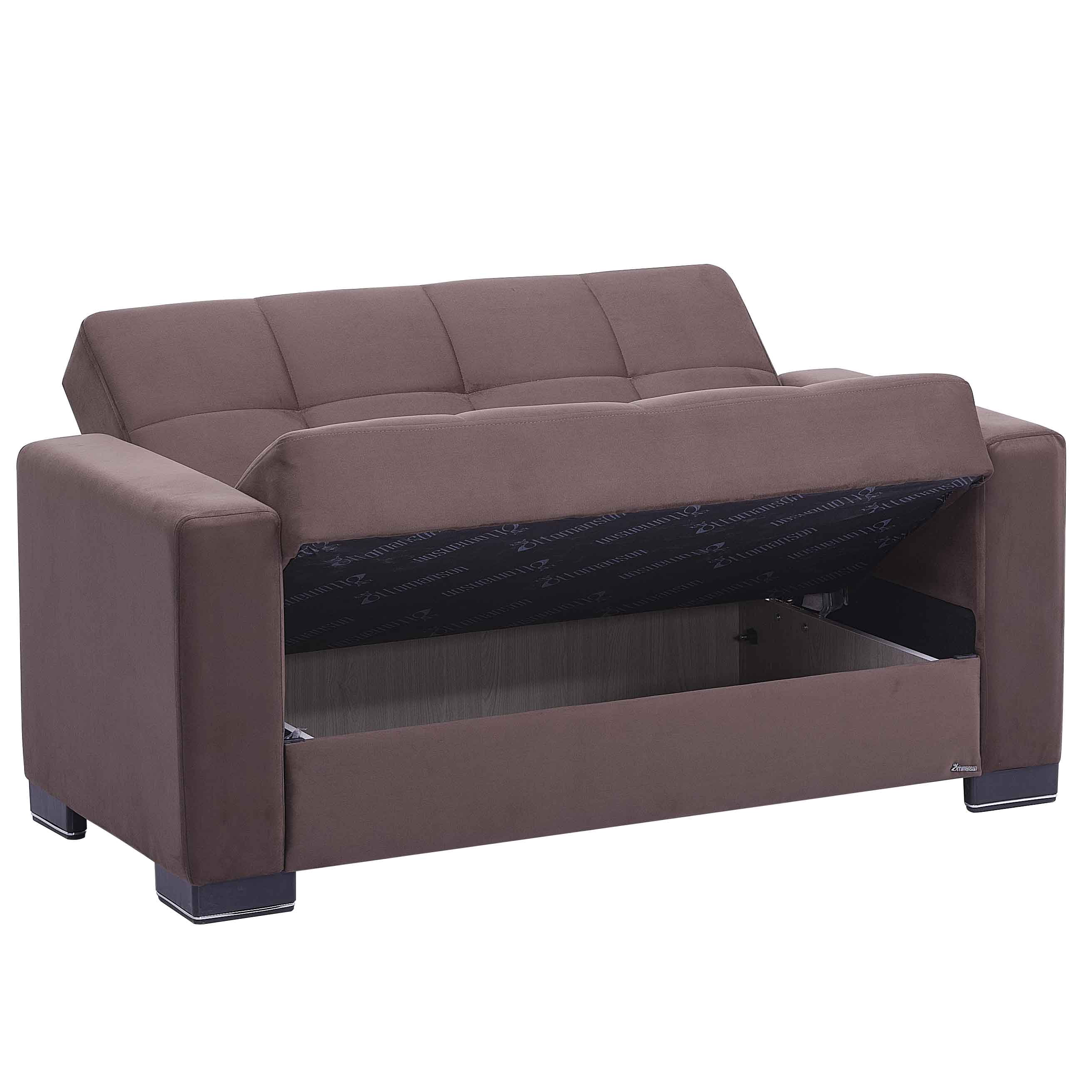 Ottomanson Origins Sleeper Loveseat, Brown Microfiber