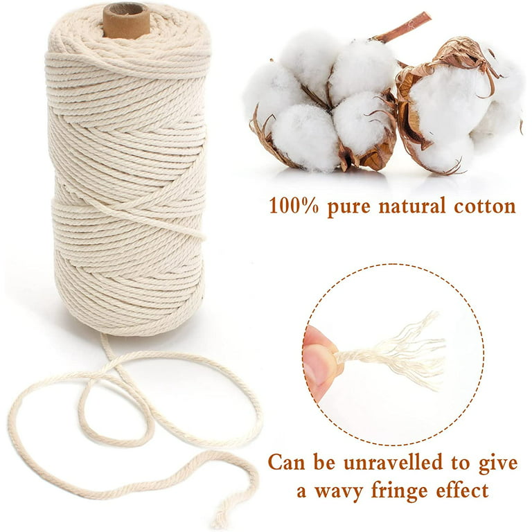 Cotton Wood Ring Macrame Kits Cord DIY Rope Beads Natural Plant Hanger  Braide Knitting Home decor