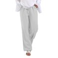 thumbnail image 3 of Women'S Cotton Linen Drawstring High Waisted Pants Casual Loose Fit Wide Leg Trousers Light Gray L, 3 of 7