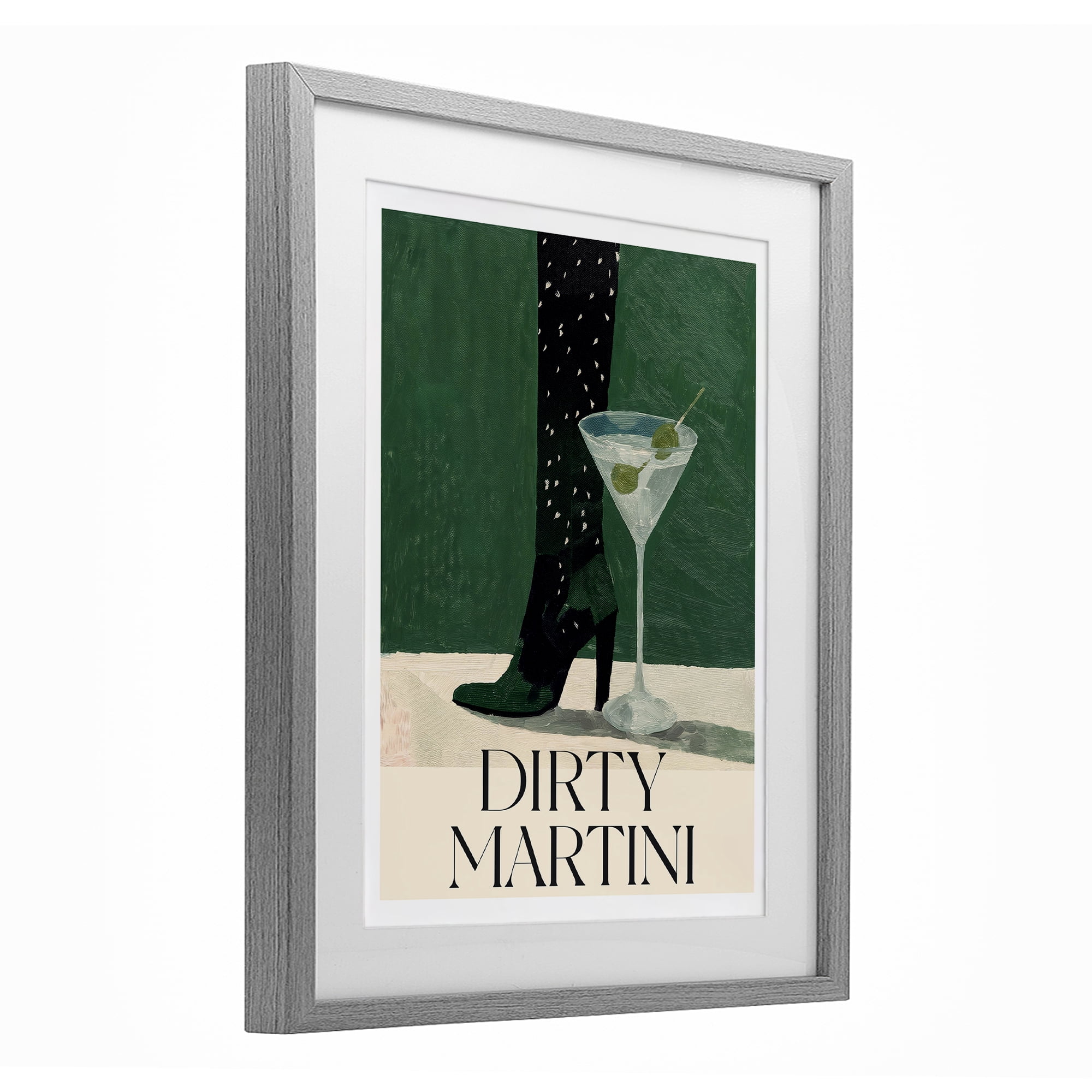 Stupell Industries Dirty Martini Stylish Heel Gray Framed Print Under Glass, design by Lettered and Lined