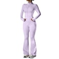thumbnail image 6 of LIUJUNSHOP Women 2 Piece Outfits Tracksuit Set Long Sleeve Full Zipper Crop Jacket and Flare Pants Workout Set With Pockets Light Purple S, 6 of 6