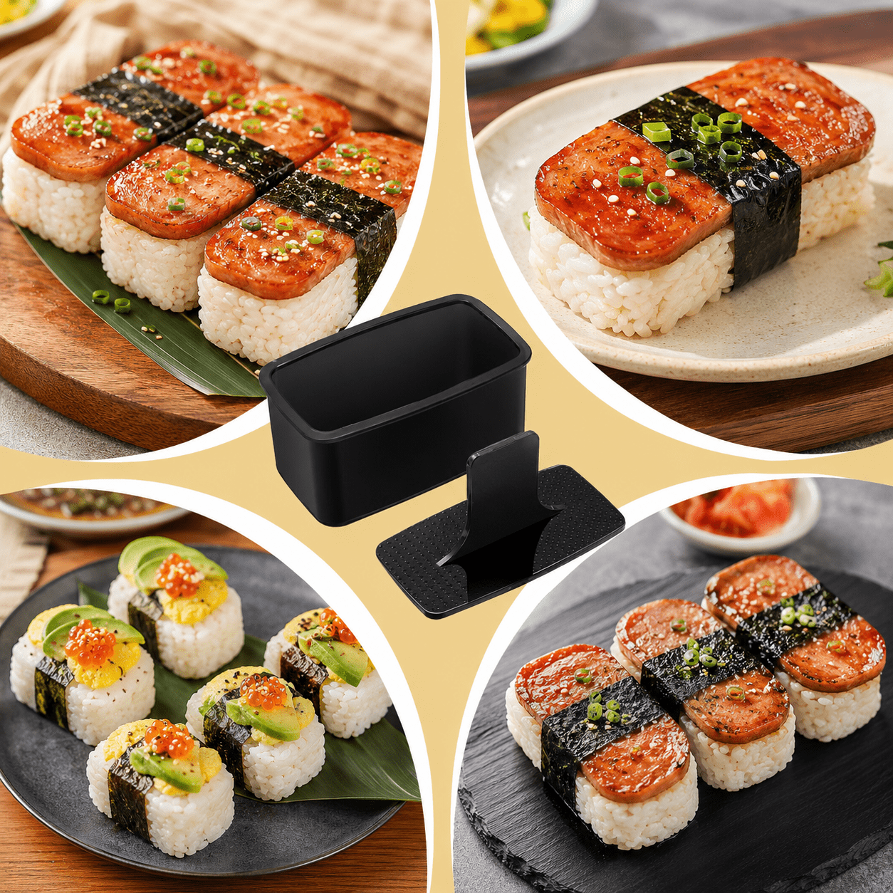 FUNGYAND Musubi Maker Press Kit with Spam Slicer Onigiri Mold for Lunch Bento, Homemade Sushi