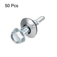 thumbnail image 3 of #14 x 1" Auto-Perforantes Tornillos, 50uds Galvanizado Acero Techos Tornillos Hexagonal Cabeza Auto-Perforantes Tornillos con EPDM Arandela para Metal a Metal, 3 of 6