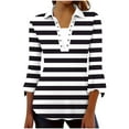 thumbnail image 2 of Sevevn Women's Casual Printed 3/4 Sleeve Comfortable Blouse Button Decoration Lapel Fashionable Tops Deal of the Week Black S, 2 of 7