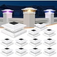 thumbnail image 1 of Solar Post Cap Lights with 8 RGB Solid Colors & Multicolor Flow - 8 Pack Fence Post Solar Lights, IP65 Waterproof - Fits 4x4 5x5 6x6 Wood & Vinyl Posts - White, 1 of 6