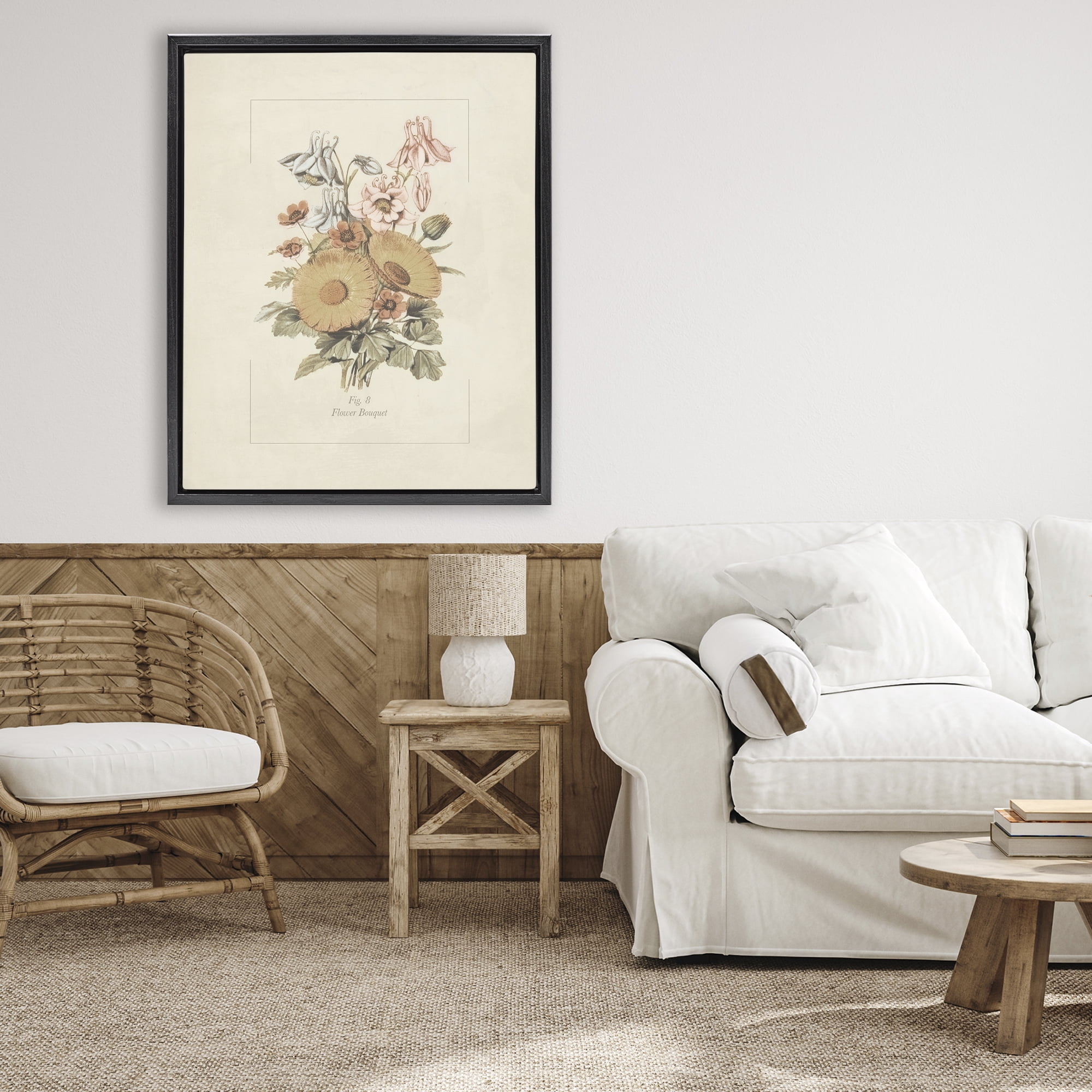 Stupell Industries Flower Bouquet Vintage Garden Black Framed Floater Canvas Wall Art, design by Dan Meneely
