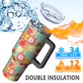 thumbnail image 5 of 40oz Pioneer Flower Floral Print Pattern Insulated Tumbler with Handle, BPA-Free Leak Proof Lid and Straws, Double Wall Vacuum, Hot 12h/Cold 34h, 5 of 6