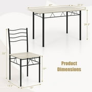 Costway 5 Piece Dining Table Set 29.5 with 4 Chairs Wood Metal Kitchen Breakfast Furniture Natural