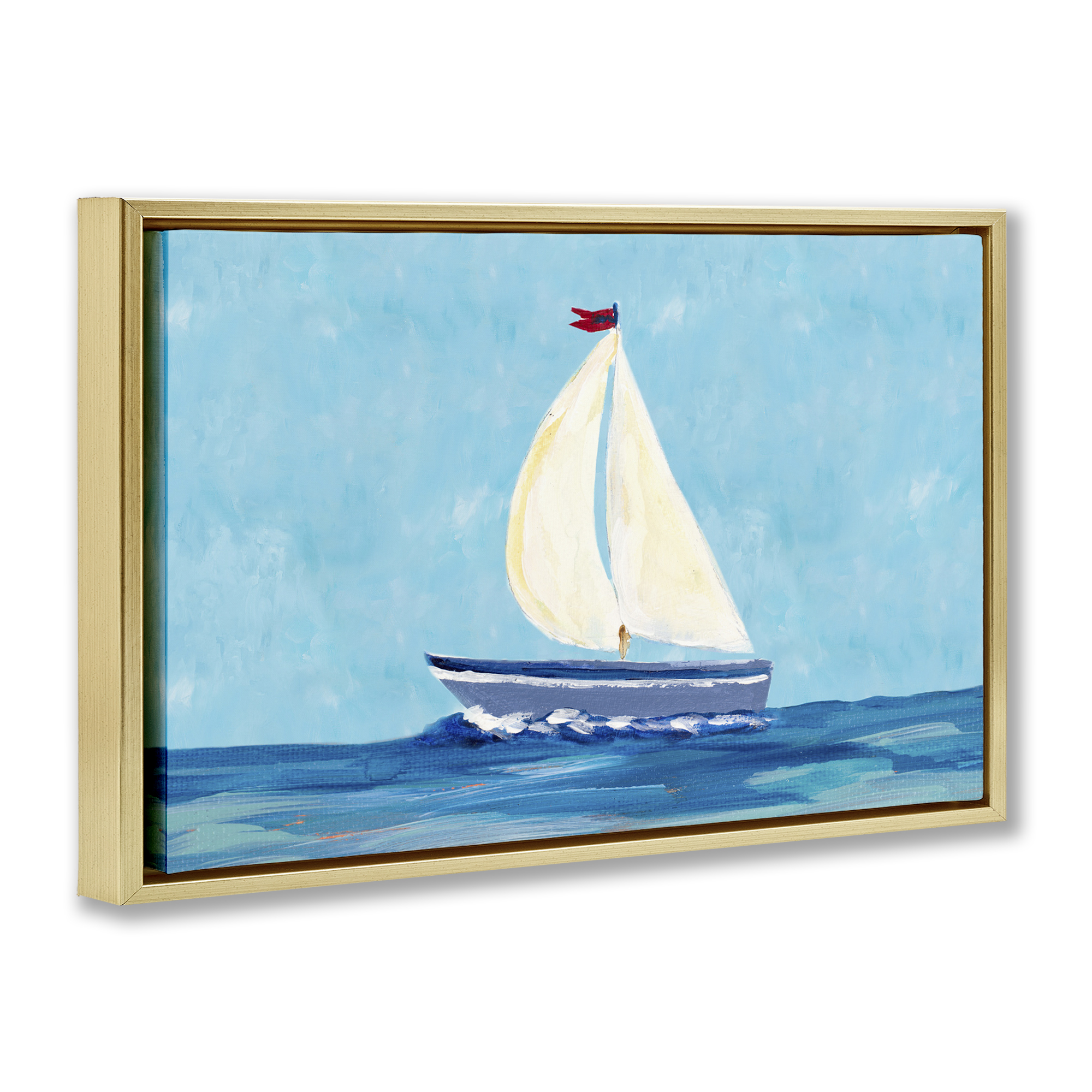 Stupell Industries Sail The Sea Transportation Painting Gold Floater Framed Canvas Art Print Wall Art, 25 x 17