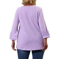 thumbnail image 4 of Gvmfive Womens Plus Size S-5XL Casual Long Sleeve Pleated Rounc Neck Tunic Tops Flowy Blouse, 4 of 4