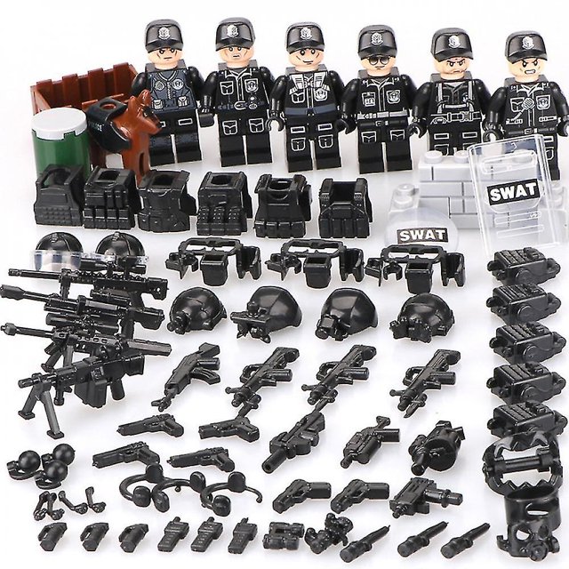 Building Blocks Swat Police Salon, 6 unidades con armas para niños