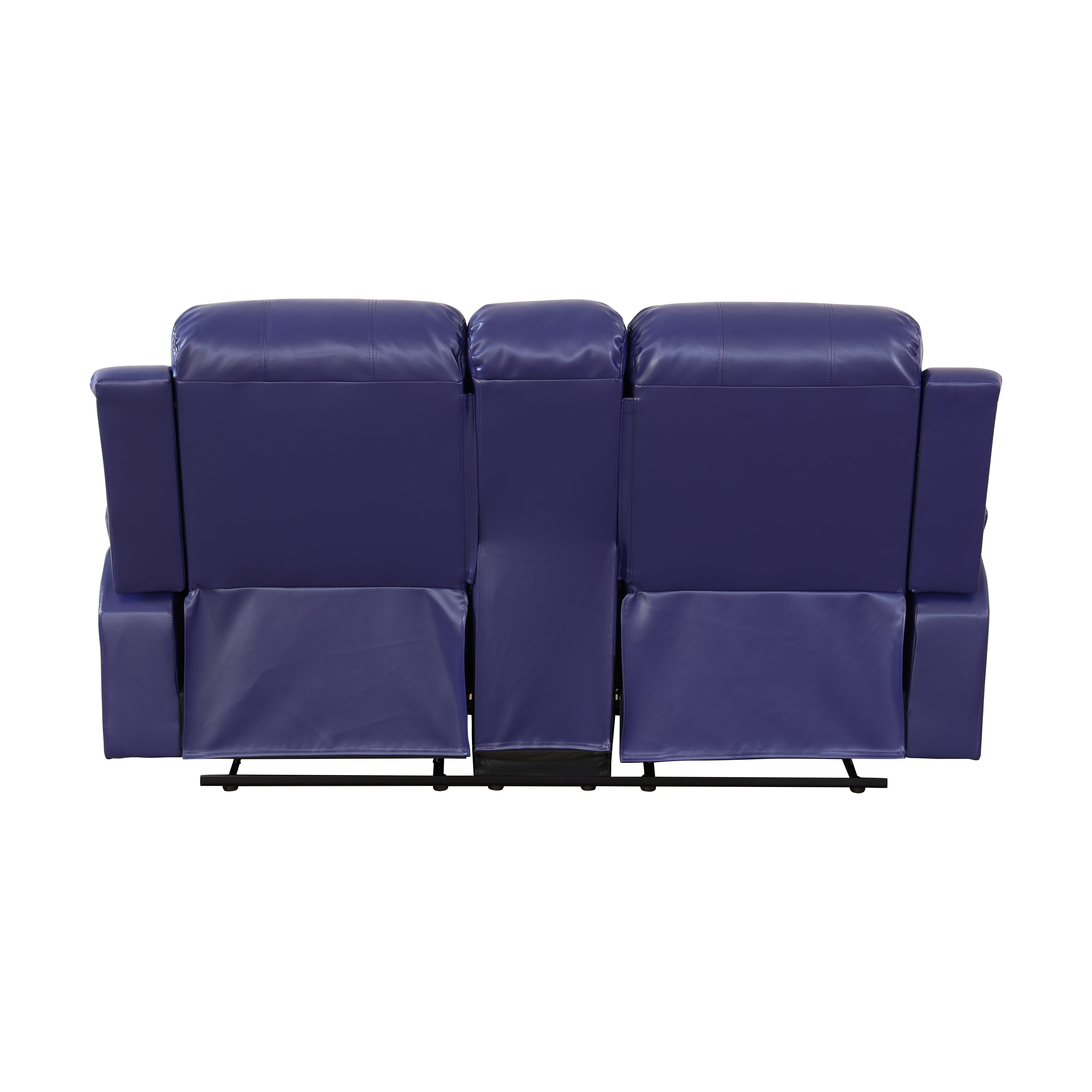 MAYEERTY Leather Recliner Loveseat, 2-Seater Reclining Sofa with Storage Bucket, Cup Holder & Adjustable Angle, for Living Room, Small Space