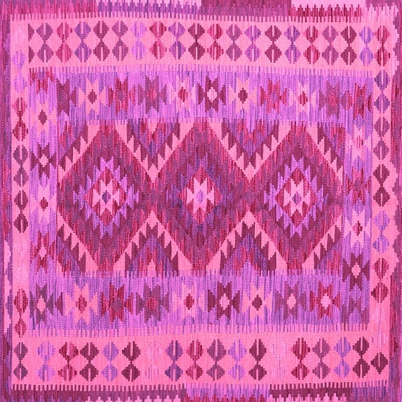 Ahgly Company Indoor Square Abstract Pink Contemporary Area Rugs, 4' Square