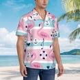 thumbnail image 5 of Bixox Men's Hawaiian Shirts Men's Pink Striped Flamingo Print Short-Sleeve Shirt-Small, 5 of 8